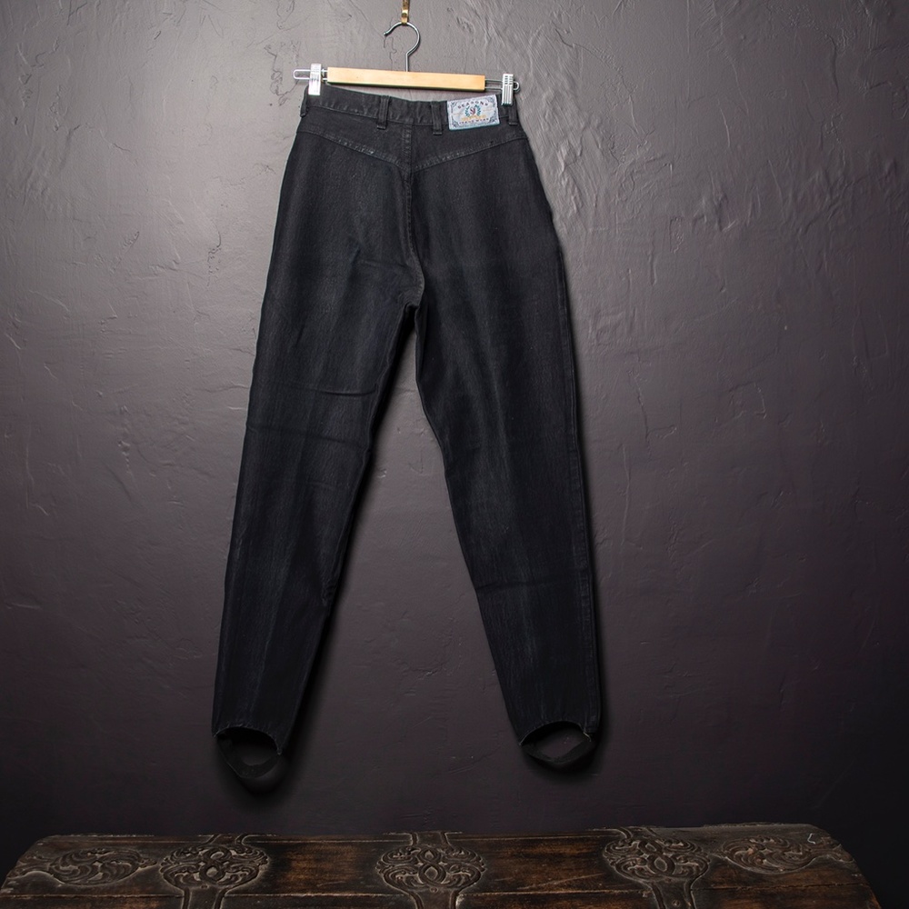 80’s Black Stirrup Pants Mom Jeans High Waist sz 6